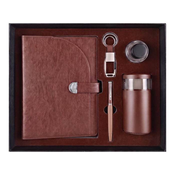 Coffret Cadeau Prestige : Notebook, Stylo, Porte-clés, Encrier et Bouteille Isotherme