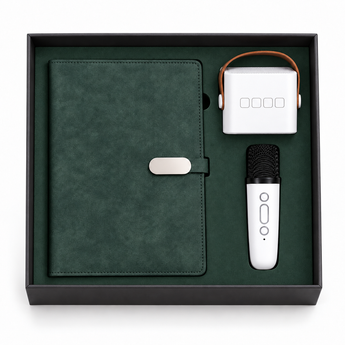 Coffret Cadeau Notebook avec Enceinte et Micro Karaoké Sans Fil