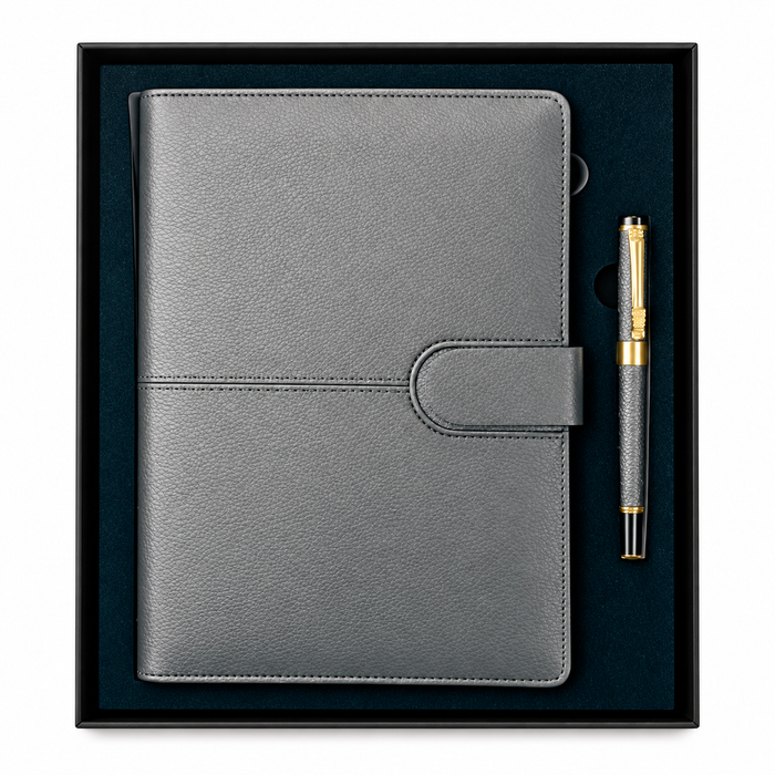 Coffret Agenda Notebook en Similicuir avec Stylo Assorti A5