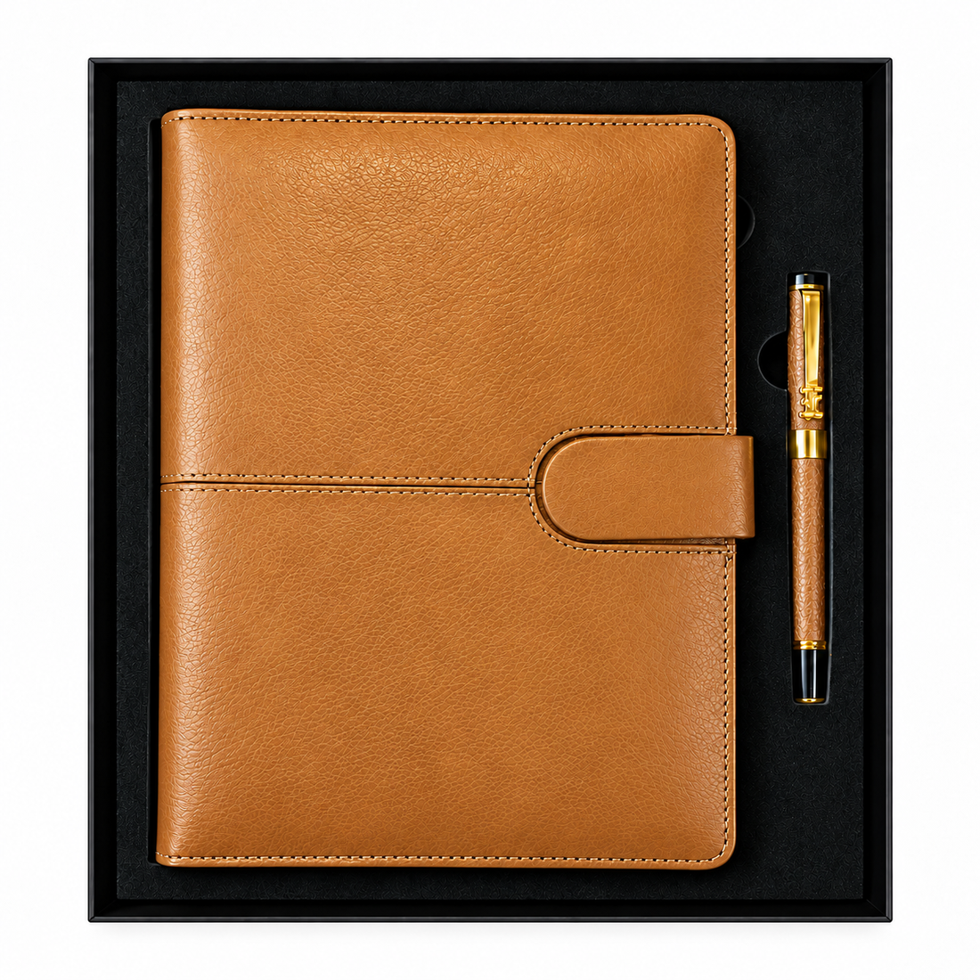Coffret Agenda Notebook en Similicuir avec Stylo Assorti A5