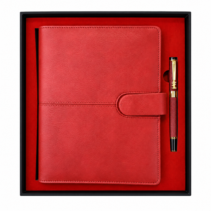 Coffret Agenda Notebook en Similicuir avec Stylo Assorti A5